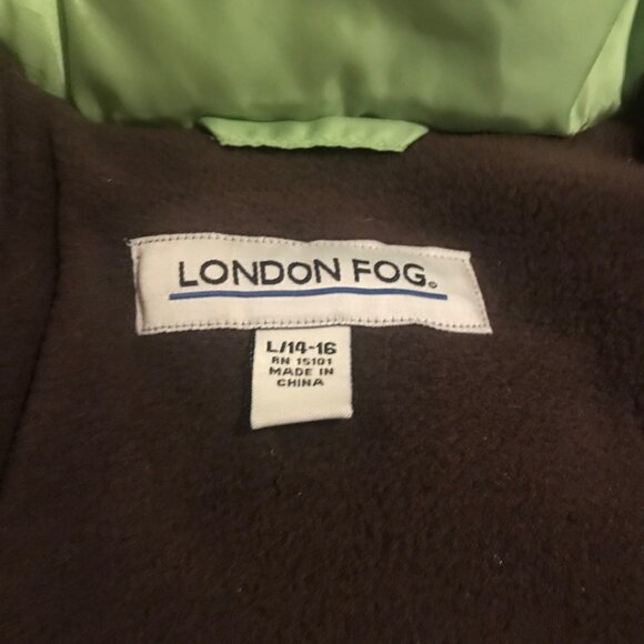 London Fog Coat Green Girls Puffer Winter w/ Scarf Lg 14-16 Removable Hood New - Picture 6 of 10